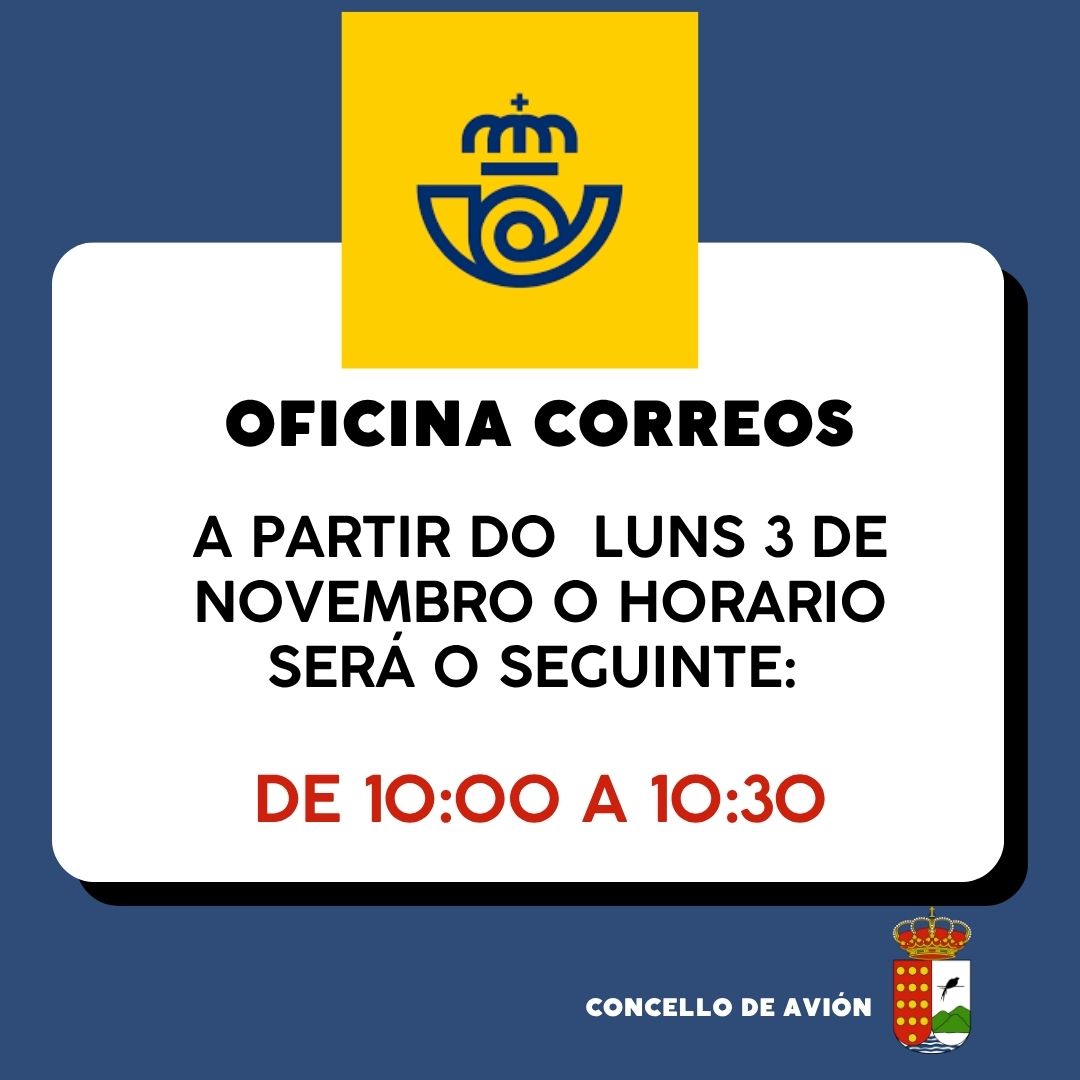 NOVO HORARIO OFICINA CORREOS